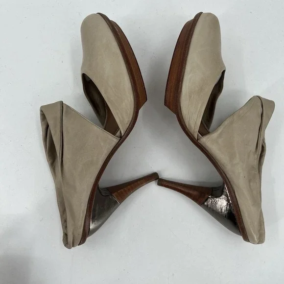 Anthropologie Leifsdottir Jenni Taupe Italian Leather Heels Size 41 EUR 10.5 US - Picture 7 of 13